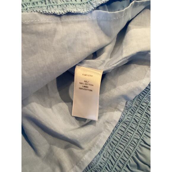 Karlie morgan poplin Wrap Tie Ruffle Puff Sleeves Mini Dress Blue Cotton Large - Picture 8 of 10